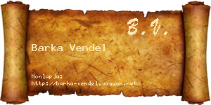 Barka Vendel névjegykártya